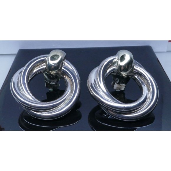 Vintage Sterling Silver Two Tone Electroform Wreath Earrings Signed CO - Picture 1 of 13